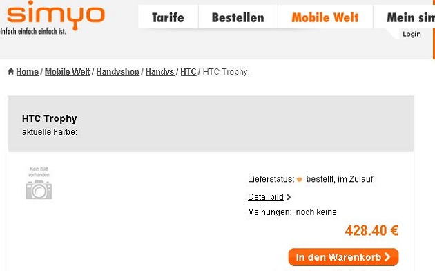 HTC Trophy vorbestellbar