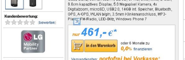 LG E900 Optimus 7 vorbestellen