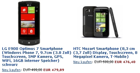 lg optimus 7 htc mozart amazon