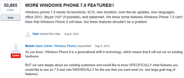 Windows Phone 7.8 Features Umfrage