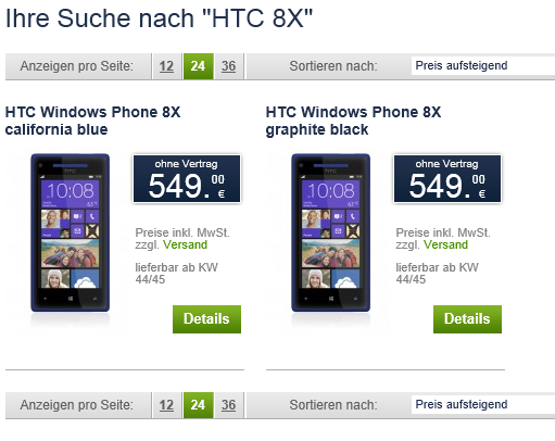 HTC 8X Mobilcom Debitel