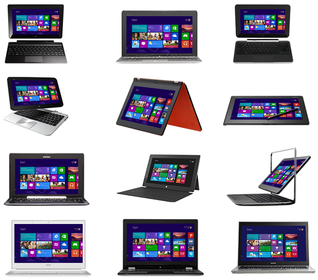 Windows 8 RT und Pro Tablets und Laptops