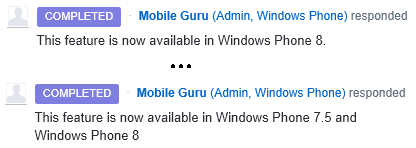 hat Features aus Umfrage in WP8 eingebaut