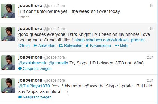 Joe Belfiore Twitter