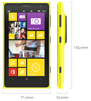Nokia Lumia 1020 Breite Hohe