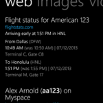 Bing Suche Windows Phone 8 - Sofortantwort Flugstatus