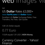 Bing Suche Windows Phone 8 - Sofortantwort Umrechnung