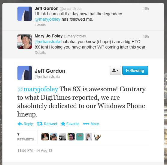 HTC zu Windows Phone via Twitter